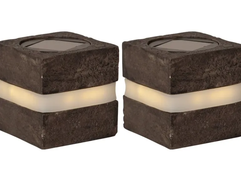 Star Trading Solar Decoration Stonecube Warmweiss, Grau