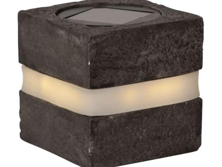 Star Trading Solar Decoration Stonecube Warmweiss, Grau