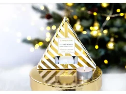 Stoneglow Teelichter Festive Wishes 6 Stück, Gelb