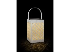 STT Laterne Muster Recharge USB, 24.5 cm, Weiss/Gold