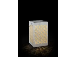 STT Laterne Muster Recharge USB, 24.5 cm, Weiss/Gold