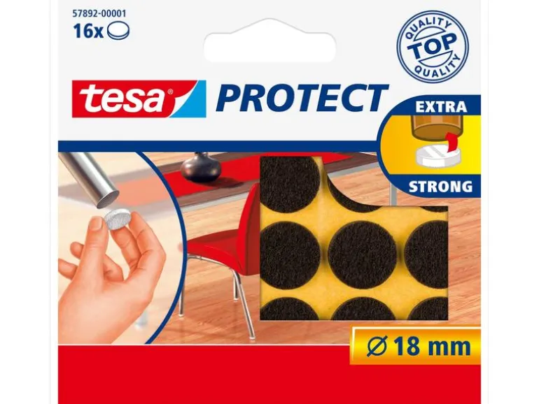 tesa Filzgleiter Protect Ø 18 mm 16 Stück, Braun