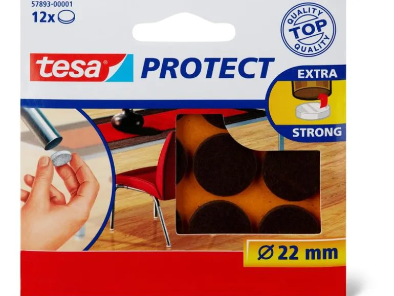 tesa Filzgleiter Protect Ø 22 mm 12 Stück, Braun