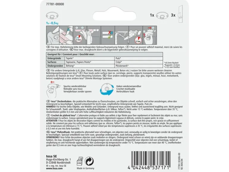 tesa für Tapete & Putz 0.5 kg 0.5 kg, Weiss