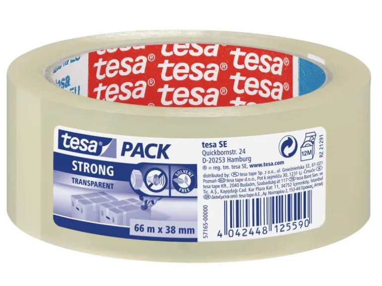 tesa Klebeband strong 38 mm x 66 m, 1 Rolle Transparent