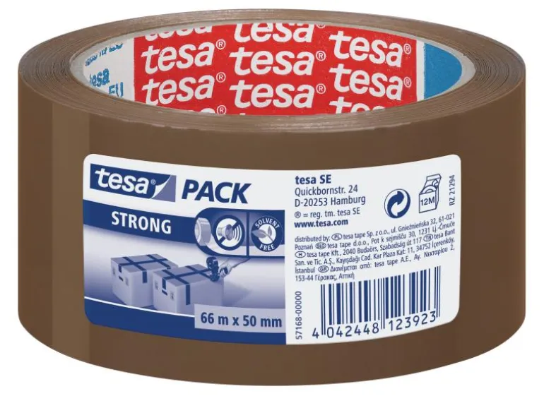 tesa Klebeband strong 50 mm x 66 m, 1 Rolle Braun