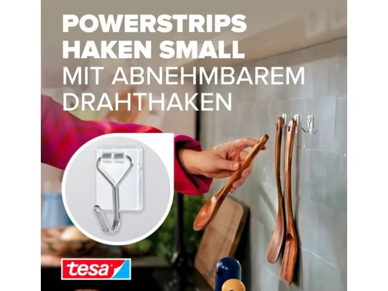 tesa Klebehaken Powerstrips Haken Small Transparent, 0.5 kg