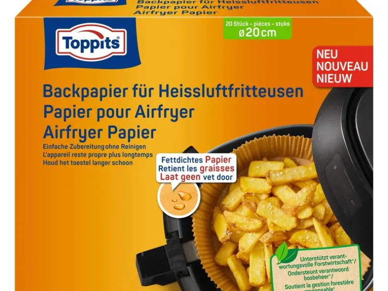 Toppits Backpapier für Heissluftfritteusen rund, 20 Stück