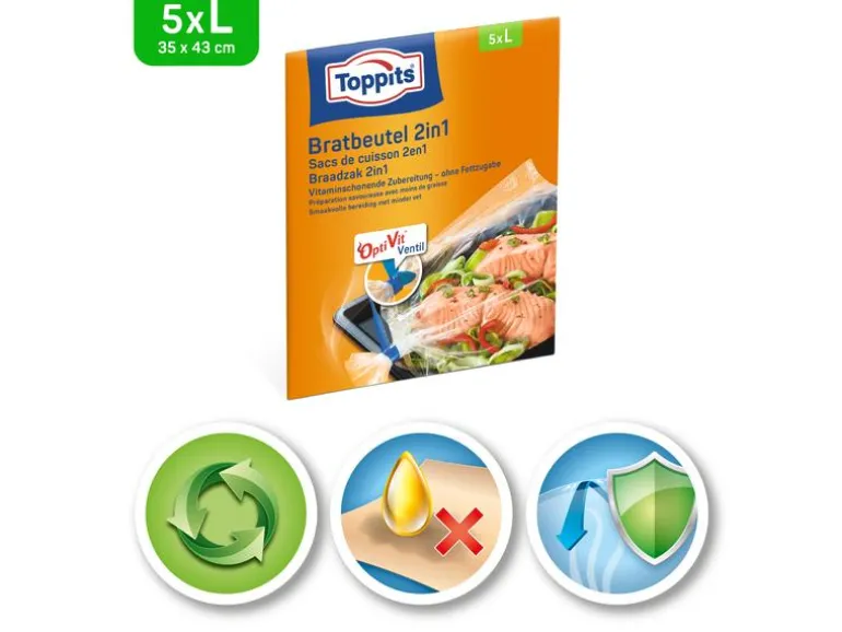 Toppits Bratbeutel 2 in 1 Grösse L, 5 Stück