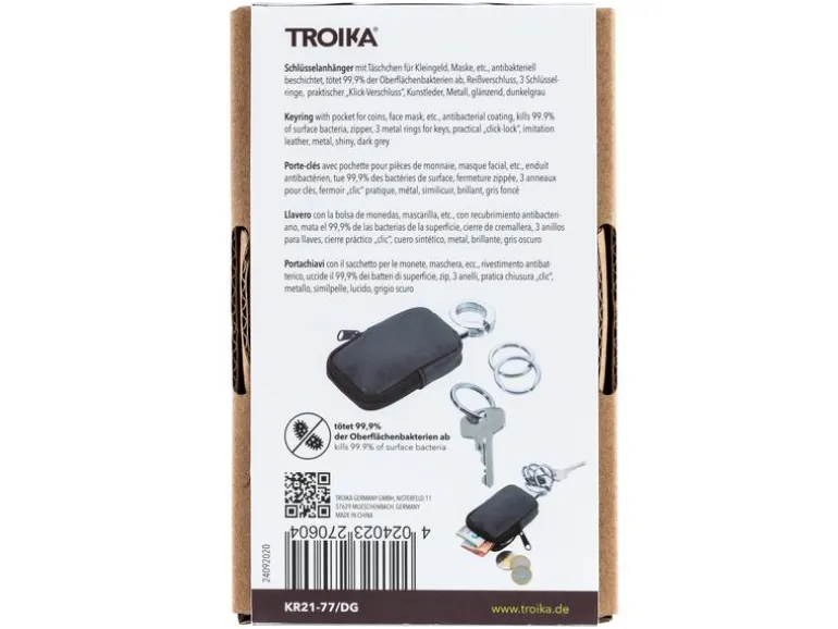 Troika Schlüsselanhänger Clean Click 55 x 20 x 125 mm, Grau