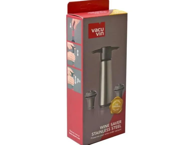 Vacuvin Vakuumpumpe Wine Server Inox + 2 Zapfen Schwarz/Silber