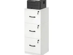 VASAGLE Aktenschrank Holzspanplatte 3 Schubladen Wolkenweiss