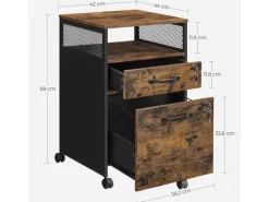 VASAGLE Multifunktionswagen 42 x 44 x 67.4 cm, Braun/Schwarz