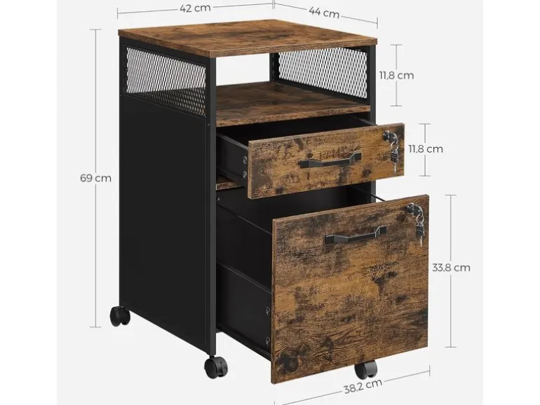 VASAGLE Multifunktionswagen 42 x 44 x 67.4 cm, Braun/Schwarz