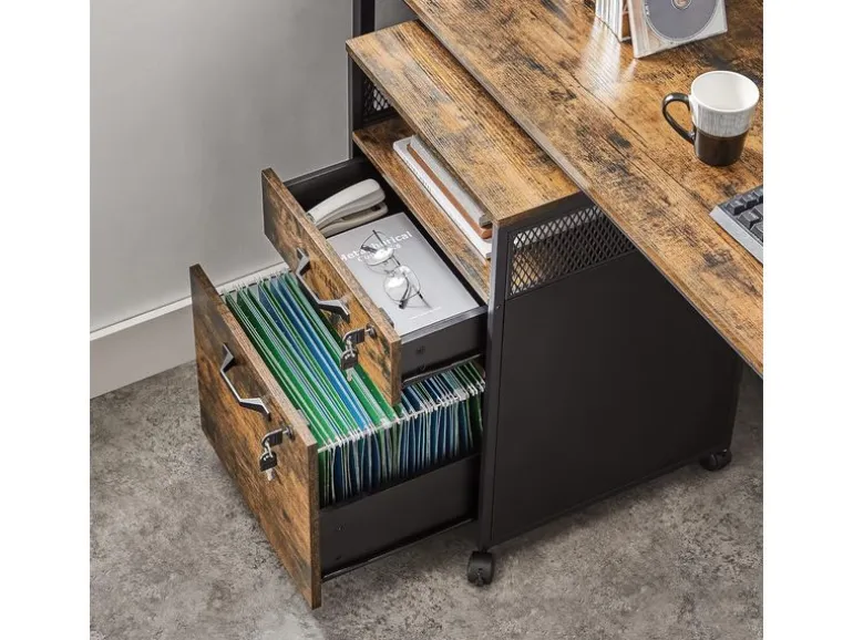 VASAGLE Multifunktionswagen 42 x 44 x 67.4 cm, Braun/Schwarz