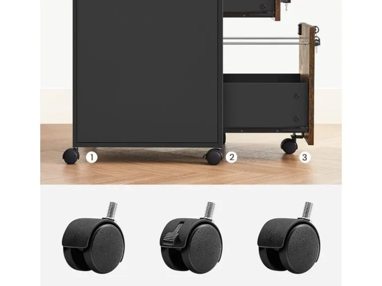 VASAGLE Multifunktionswagen 42 x 44 x 67.4 cm, Braun/Schwarz