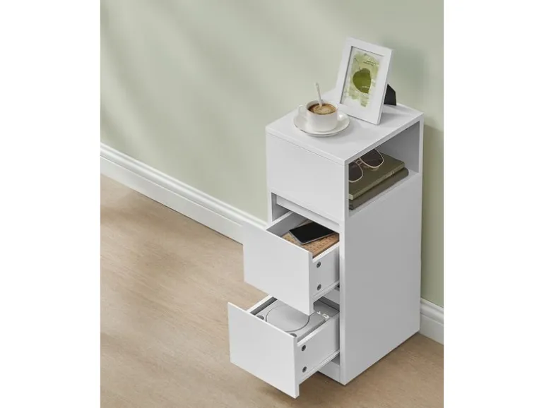 VASAGLE Nachttisch 2er Set 25 x 65 cm, Weiss