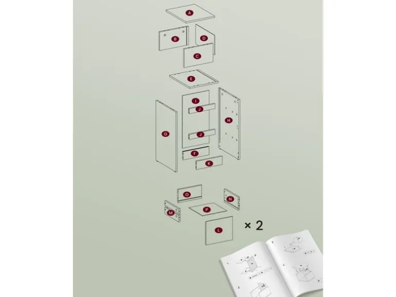 VASAGLE Nachttisch 2er Set 25 x 65 cm, Weiss