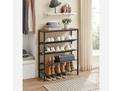 VASAGLE Schuhregal mit 5 Ablagen 75 x 93, Schwarz/Braun