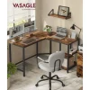 VASAGLE Tisch in L-Form Braun/Schwarz 120 x 130 x 76 cm