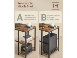 VASAGLE Tisch in L-Form Braun/Schwarz 120 x 130 x 76 cm