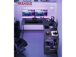 VASAGLE Tisch in L-Form Schwarz 138 x 138 cm