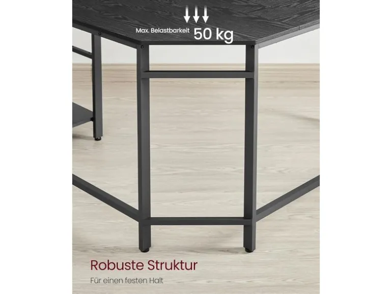 VASAGLE Tisch in L-Form Schwarz 138 x 138 cm