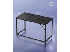 VASAGLE Tisch mit Platte Schwarz 120 x 60 cm