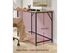 VASAGLE Tisch 100 x 50 x 76 cm Camelbraun/Schwarz