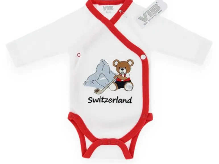 Very Important Baby Body Bär + Matterhorn + Switzerland Weiss/Rot