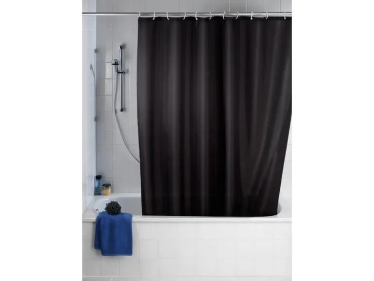 Wenko Duschvorhang Anti-Schimmel 180 x 200 cm, Schwarz