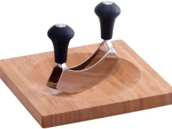 Zeller Present Kräuterbrett mit Wiegemesser 20 x 20 cm, Bambus / Edelstahl